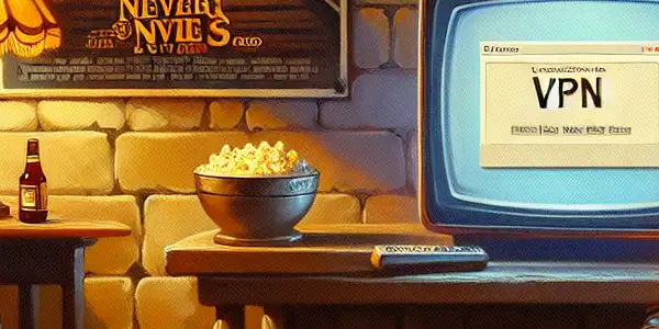 A cozy 1980s room with retro decor, a vintage TV, soft lighting, and popcorn, evoking nostalgia and modern privacy.
