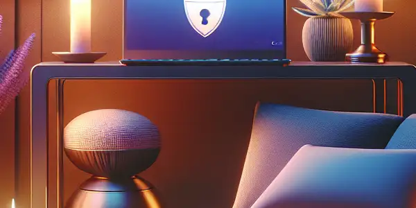 A cozy, softly-lit room designed for relaxation, featuring a massage chair, candles, and symbols of privacy.